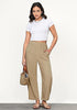 Almond Women's Casual High Waisted Lightweight Lounge Barrel Cropped Pants Soft Smocked Comfort Wear