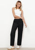 Black Women's Relaxed Fit Drawstring Regular Full Length Hiking Casual Baggy Pant