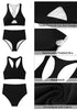 Black Women High Waisted Two Pieces Bathing Suits Twisted Front Fully Lined Swimsuits