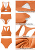 Orange Ochre Women High Waisted Two Pieces Bathing Suits Twisted Front Fully Lined Swimsuits