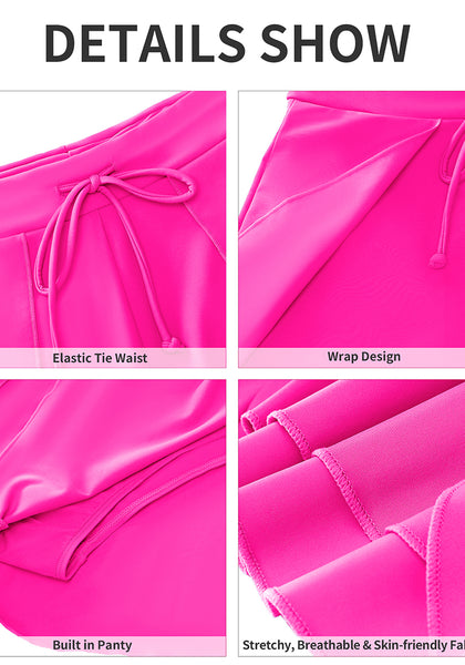 Hot Pink Women's Swim Pants Drawstring Tulip Beach Bottoms Swimwear