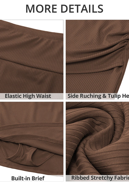 Women's High Waisted Bikini Swim Skirts Ruched Swimsuit Bathing Suit Skirts Swimsuit Bottoms