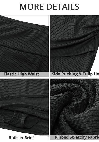 Women's High Waisted Bikini Swim Skirts Ruched Swimsuit Bathing Suit Skirts Swimsuit Bottoms