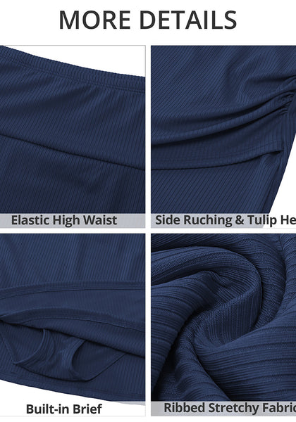 Women's High Waisted Bikini Swim Skirts Ruched Swimsuit Bathing Suit Skirts Swimsuit Bottoms