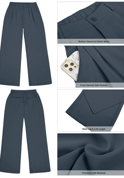 Folkstone Gray Women's High Waisted Wide Leg Business Work Pants