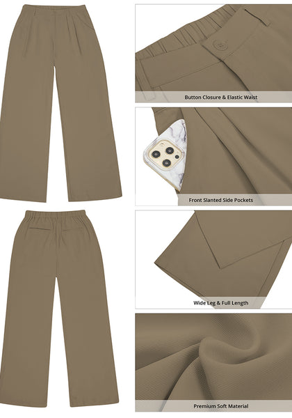 Khaki Women's High Waisted Wide Leg Business Work Pants
