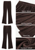 Chocolate Brown Women Elastic Waist High Waisted Flare Seam Slack Pant
