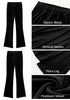 Black Women Elastic Waist High Waisted Flare Seam Slack Pant