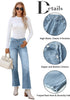 Ice Blue Women's Straight Leg Pull On Denim Pant High Waisted Stretch