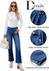 Classic Blue Women's Straight Leg Pull On Denim Pant High Waisted Stretch