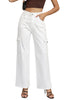 Off White Women's Cargo Denim Relaxed Fit Y2K Wide Leg Pants