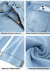 Roadnight Blue Women's High Waisted Wide Leg Denim Jeans Cuffed Hem Baggy Pockets Capri Pants