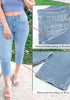 Women's High Waisted Straight Leg Denim Jeans Pockets Casual Capri Pants