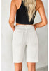 Cream White Relaxed Fit High Waisted Denim Bermuda Shorts Straight Leg Jeans