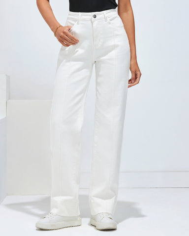 Ivory White Women's High Waisted Denim Jeans