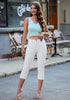 Women's High Waisted Straight Leg Denim Jeans Pockets Casual Capri Pants