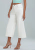 Off White Women's High Waisted Wide Leg Denim Jeans Cuffed Hem Baggy Pockets Capri Pants