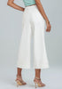 Off White Women's High Waisted Wide Leg Denim Jeans Cuffed Hem Baggy Pockets Capri Pants