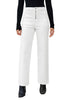 Cream White Trendy Wide Leg Jeans for women Chic High Waisted Stretchy Button Front Denim Pants