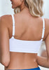 White Women's Crop Racerback Bikini Top with Adjustable Strap