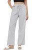 White Black Stripe Women's Drawstring Full Length High Waist Long Pants Wide Leg Striped Trousers