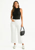 Ivory White Women's High Waisted Denim Wide Leg Jeans Pants Trouser