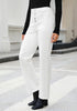 Cream White Trendy Wide Leg Jeans for women Chic High Waisted Stretchy Button Front Denim Pants