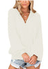 LookbookStore  Cream White Women's Knit Long Sleeve Faux Wrap Surplice V Neck Sweater Top