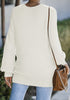 LookbookStore  Cream White Women's Knit Long Sleeve Faux Wrap Surplice V Neck Sweater Top