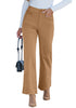 Tan Women's Wide Leg Corduroy Pants Fashion High Waisted Pants with Pockets