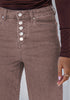 Pecan Brown Trendy Wide Leg Jeans for women Chic High Waisted Stretchy Button Front Denim Pants