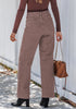 Pecan Brown Trendy Wide Leg Jeans for women Chic High Waisted Stretchy Button Front Denim Pants
