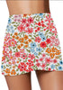 Blossom Tulip Hem High Waist Ruched Swim Skirt