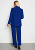 Royal Blue Women's Business Casual 2 Piece Blazer Jacket Straight Leg High Waisted Pants Suits