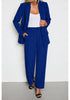 Royal Blue Women's Business Casual 2 Piece Blazer Jacket Straight Leg High Waisted Pants Suits