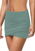 Sage Green Tulip Hem Tassels Mid-Waist Ruched Swim Skirt