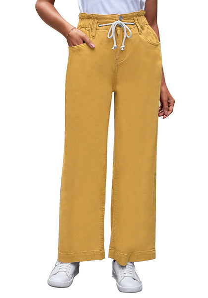 Mineral Yellow Women's High Waisted Straight Leg Wide Leg Y2K Jeans Pants