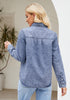 Bay Blue Denim Shirt For Women Button Front Blouse Broken-in  Business Casual Lightweight Long Shirt Sleeve