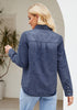 Reef Blue Denim Shirt For Women Button Front Blouse Broken-in  Business Casual Lightweight Long Shirt Sleeve
