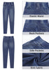 Reef Blue Washed Women's Stretch Slim Jeans High Waist Versatile Fashion Jeans Trousers Jeans