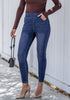 Reef Blue Washed Women's Stretch Slim Jeans High Waist Versatile Fashion Jeans Trousers Jeans
