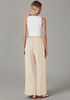 Light Beige Relaxed Fit High Waisted Elastic Waist Wide Leg Drawstring Pocket Pant