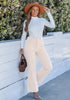 Turtledove  Women's High Quality Corduroy Pants High Waist Winter Flared Pants Carry Pockets
