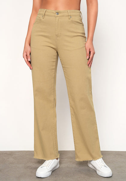 British Khaki Women's Straight Leg Pull On Denim Pant High Waisted Stretch