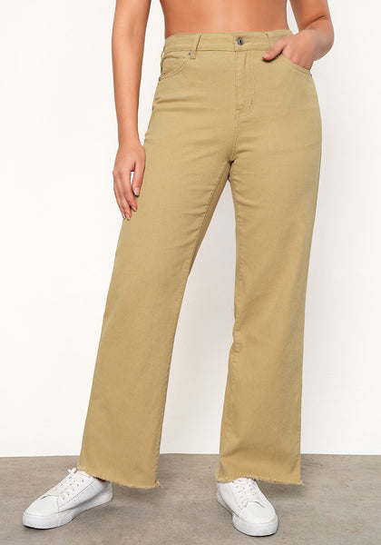 British Khaki Women's Straight Leg Pull On Denim Pant High Waisted Stretch