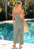 Sage Green Women's Casual Cotton Sleeveless Jumpsuit Adjustable Strap One-Piece Overalls
