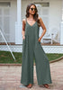 Olive Green Women's Wide Leg Sleeveless Jumpsuits Loose Fit Spaghetti Strap Jumpsuit with Pockets
