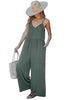Olive Green Women's Wide Leg Sleeveless Jumpsuits Loose Fit Spaghetti Strap Jumpsuit with Pockets