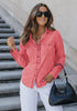 Spiced Coral Women Chambray Jean Western Shirts Long Sleeve Button Down Tops