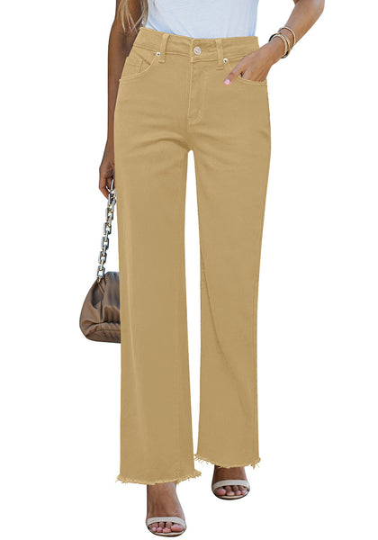 British Khaki Women's Straight Leg Pull On Denim Pant High Waisted Stretch